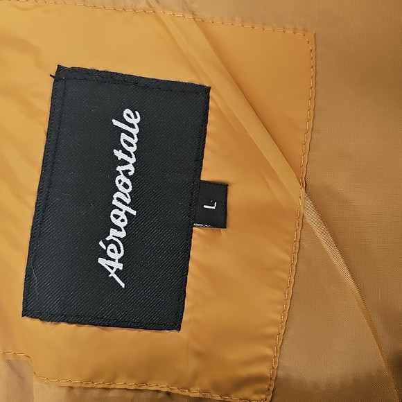 NWT Aeropostale Men Zip Windbreaker Hoodie Drawstring Logo Gold Black Large - Picture 2 of 15
